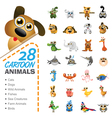 big set of various cartoon animals and birds vector image vector image