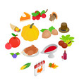 thanksgiving day isometric 3d icons vector image