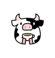 cute cow coffee tea cup drink cartoon logo icon vector image