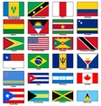 america continent flags set vector image