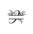initial i decorative plant monogram split letter vector image vector image