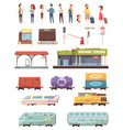 railway decorative icons set vector image vector image