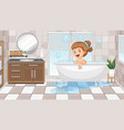 happy girl taking a bath vector image vector image
