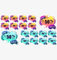 a set bright colored tags with discounts cyber vector image vector image