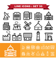 building and landmark line icons set 48 vector image vector image