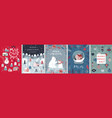 christmas card set - hand drawn cute flyers vector image vector image